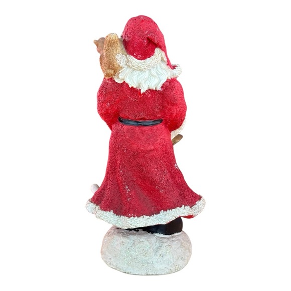Vintage Santa Claus Figurine Red Coat with White Trim and Green Felt Base - Picture 6 of 8